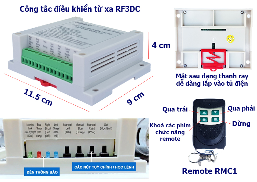 Thông số kỹ thuật công tắc điều khiển từ xa RF3DC